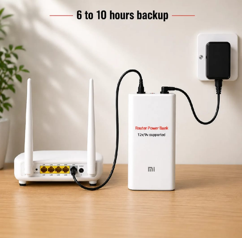 Mini UPS connected to a Wi-Fi router